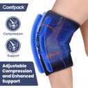 Comfpack Compression Knee Ice Pack Wrap for Sports Injuries, Large Knee Brace with Ice Pack for Swelling and Recovery Support, Sprains, Meniscus Tear, Osteoarthritis, ACL
