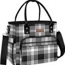 MIYCOO Lunch Bag Lunch Box Women - Leakproof Insulated Lunch Cooler Bag for Women - Large Lunch Tote Bags Adults, Checkered Black and White (18L)