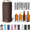 Frost Buddy Universal Can Cooler - Fits all - Stainless Steel Can Cooler for 12 oz & 16 oz Regular or Slim Cans & Bottles - Stainless Steel (Espresso)