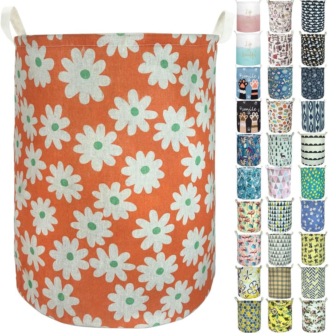 Merdes 19.7 Waterproof Foldable Laundry Hamper, Dirty Clothes Laundry Basket, Linen Bin Storage Organizer for Toy Collection (Little Flower)