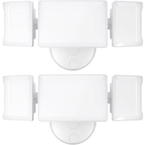 Olafus 60W Flood Lights Outdoor 2 Pack, Switch Controlled LED Security Lights 6000LM, 6500K Outside Floodlight, IP65 Waterproof Exterior Light Fixture for House, Yard, Garage, Wall/Eave Mount White