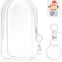 2 x Clear Figure Display Bag with Keychain for Doll, Positive Doll Storage Bag, Pouch Keychain Charms for Collectibles (with Zipper- Waterproof) Building Block Storage Bag,7.4 * 4.2 inch (White)