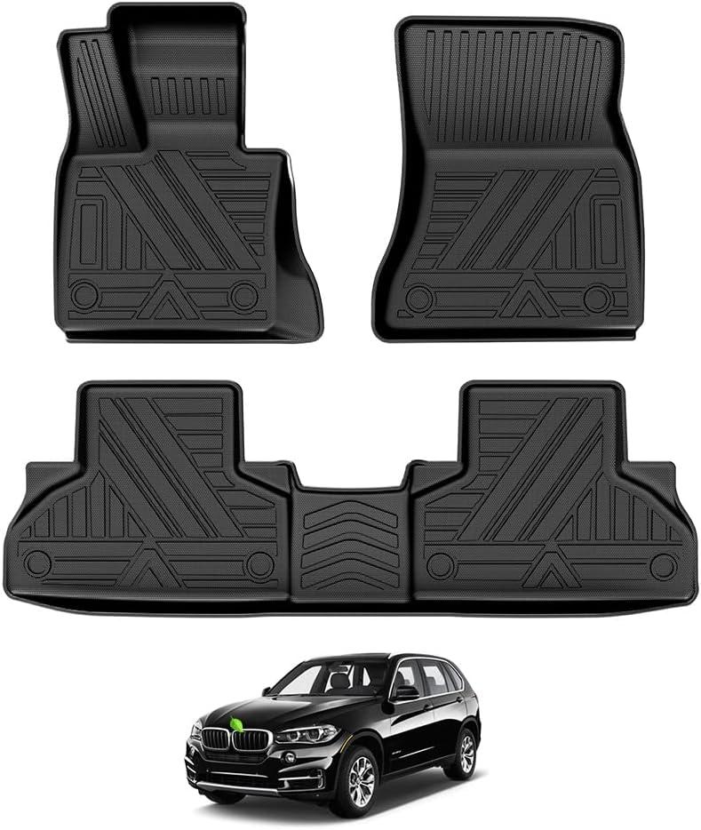 T TGBROS Custom Fit for Car Floor Mats BMW X5 2014 2015 2016 2017 2018 All-Weather Floor Mat Liners Front & Rear Row Full Set Liner Non-Slip TPE Odourless