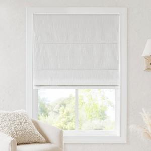 Madison Park Cordless Roman Shades, Blackout Window Blind Privacy Window Shades, Thermal Insulated Cordless Window Treatment for Bedroom, Living Room, Quincy, Single Panel 27" W X 64" H White