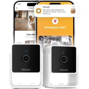 Petcube Cam The Pack of 2 | Indoor Wi-Fi Pet Security Camera with Phone App, 2-Way Audio and Video, Night Vision, 1080p HD Video and Smart Alerts
