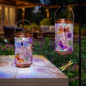 2Pack Solar Outdoor Lanterns Waterproof Multicolor Dragonfly Garden Gifts for Mom Women Backyard Lights Lanterns for Indoor,Outdoor, Outside,Mothers Day Gifts for Grandma Wife