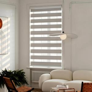 GHV Zebra Blinds for Windows Corded Blackout Dual Layer Privacy Shades Light Control for Day and Night Home Office (Gray, 33 in (W) x 64 in (H))