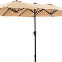 SUPERJARE 13FT Outdoor Umbrella for Patio, Double sided Pool Umbrellas with Fade Resistant Canopy, Large Table Umbrella for Deck, Market, Backyard - Beige