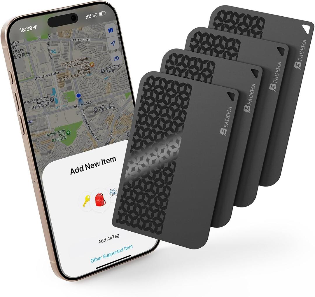 2025 [Apple MFi Certified] (iOS Only) Bluetooth Tracker Smart Card for Apple Find My iPhone Wallet GPS Tracker, 5-10 Years Staying Power, Keys Finder and Item Locator for Keys, Bags, Passport (4 Pack)