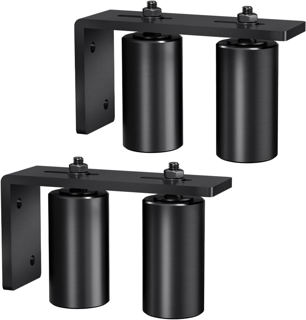 Sdstone Slide Gate Guide Roller 4" Black with L Rear Post Bracket,Universal Adjustable Sliding Gate Rollers,Heavy Duty Sliding gate kit for Sliding Gates and Rolling Doors(2 Pack)