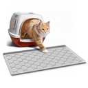 Garoopion Cat Litter Box Mat, Silicone Kitty Litter Mat, 24" X 16" Waterproof Silicone Pad for Floor, Light Gray