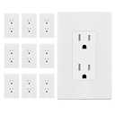 ENERLITES 10 Pack White Decorator Receptacle with Screwless Wall Plate, Standard Electrical Wall Outlet, 15A 125V, Self-Grounding, 2-Pole, 3-Wire, 5-15R, UL Listed, 61502-TR-WSID, Tamper Resistant