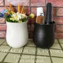 Short Kitchen Utensil Holder for Kitchen Counter, Ceramic Small Utensil Crock & Vase & Holder for Cutlery Spatula Brush Silverware Cooking Utensil Holder (Matte Black)