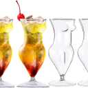 4 PCS White Wine Glasses,Glass Highball Glasses, Body Glasses Set of 4,Uniquely Shaped Cocktail Glasses Beer Cup for Parties, Homes, Bars, Clubs, Restaurants, Hotel Venue (2.55 * 6.29 inch)