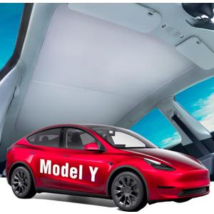 2025 Upgrade Tesla Model Y Sunshade Roof [No Sag, Magnetic Fit, Blocks 99% UV] Nano Ice-Crystal Coated Heat Insulation Glass Roof Shade, Foldable & Light-Tight, Accessories for Tesla Model Y 2020-2025