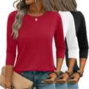 Zeagoo Women Tops 3 Pack 3/4 Sleeve Crewneck Cute Basics Tees Casual Fashion Summer Spring T Shirts Business Work Tee Top (XL)