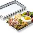 LAUCHUH Serving Platters, 10 inch Porcelain Checkered Dinner Plates Set of 4 Black and White Rectangular Plates Serving Dishes for Entertaining, Sushi, Cupcakes, Cookies, Fruit, Vegetables