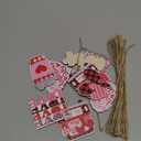 Jetec 36 Pcs Valentines Day Wooden Hanging Ornaments Valentines Tree Decorations Pink Red Heart Gnome Wood Cutouts with Ropes XOXO Love Signs Pendants Valentines Day Decor for Home Party Decoration