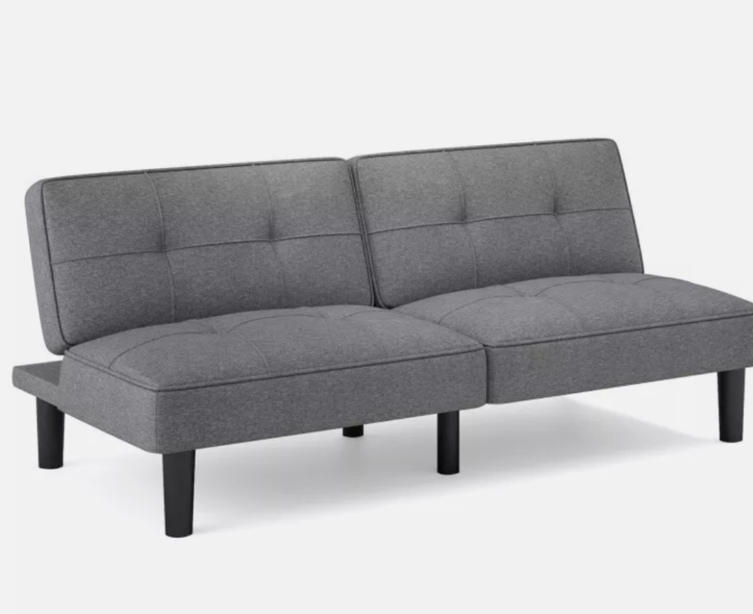 Convertible Foldable Padded Sofa Bed Solid Legs W/6-Position Adjustable Backrest