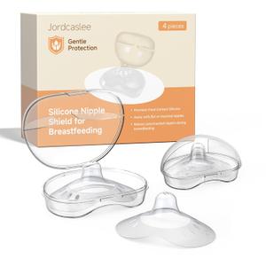 Nipple Shields for Breastfeeding Newborn, Contact Nipple Guards for Breast Feeding with Flat, Inverted Nipples or Difficulty Sucking, Food-Grade Silicone, Ultra-Thin & Super Soft, 2 Pair, 24mm