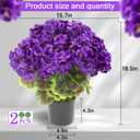 lovemoon 2Set Geranium Potted Artificial Flowers,Fake Geranium Plants for Outdoor Home Dcor Office Tables Porch Garden Decor (2, Purple)