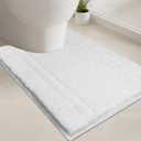 PURRUGS Bathroom Rug Non-Slip Machine Washable 20" x 24" U-Shaped, Super Absorbent and Quick Dry Shaggy Microfiber Bath Mat, Extra Soft and Plush Contour Rug for Toilet Base, White
