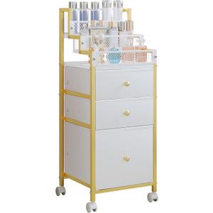Makeup Organizer Storage Cart with Drawers, Bathroom Stand Perfume Display Riser, Cosmetic Display Case for Skin Care, Makeup Brushes, Nail Polish