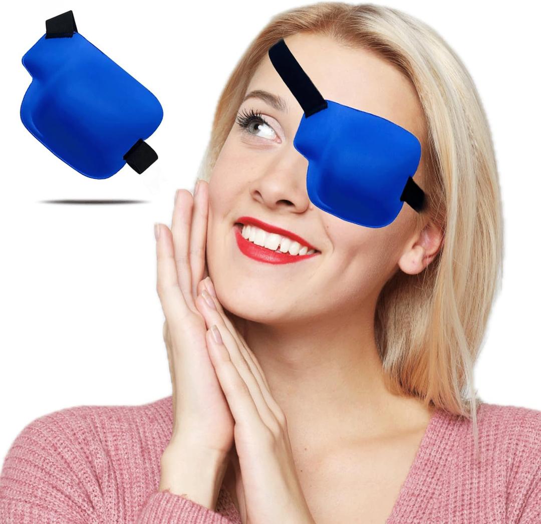 3D Eye Patch, Medical Eye Patches for Adults Kids, 3D Amblyopia Lazy Eye Patches for Left Eye Blue