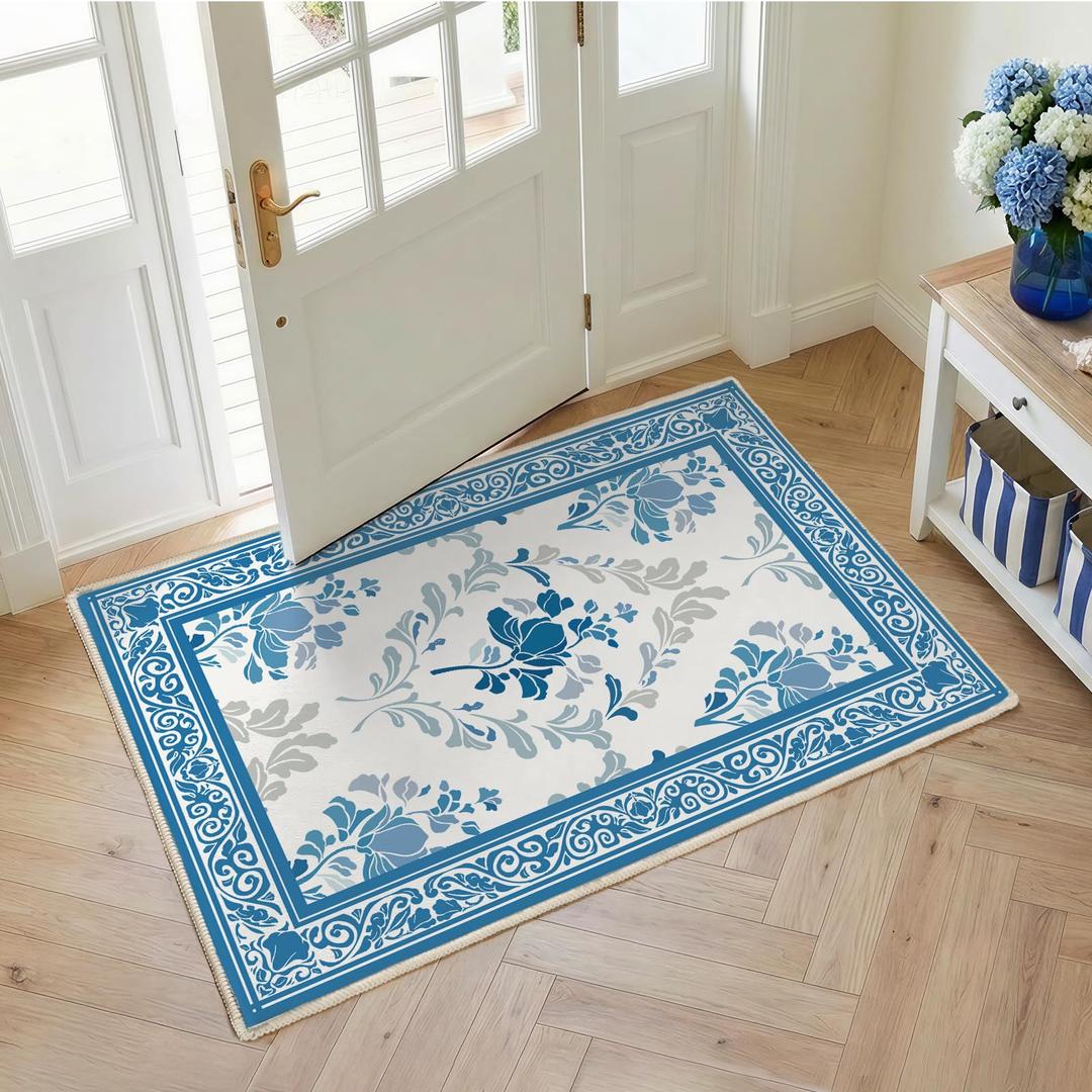 SOULFUL Medium Pile 8x10 Rugs for Living Room - Soft Underfoot Large Area Rug - Brown Boho Floral - Washable Non-Slip - Perfect for Bedroom Kids Room Under Dining Table Office
