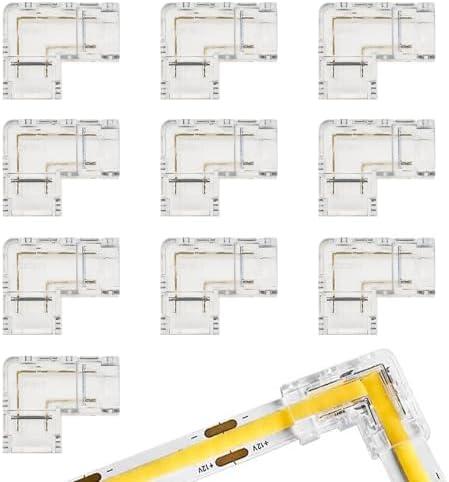 20PCS 8MM Connectors Kit for 2-Pin COB LED Strip, Transparent Tape Light Connectors for 12V/24V COB LED Strip Lights