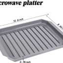 Shappy 2 Pieces Microwave Bacon Tray Microwave Bacon Cooker Grill Rack Piratical Baking Oven Tray for Frozen Snacks, Frozen Pizza Cooking Supplies, Heat Resistant up to 120c, Grey, 10.6 x 8.66 Inch