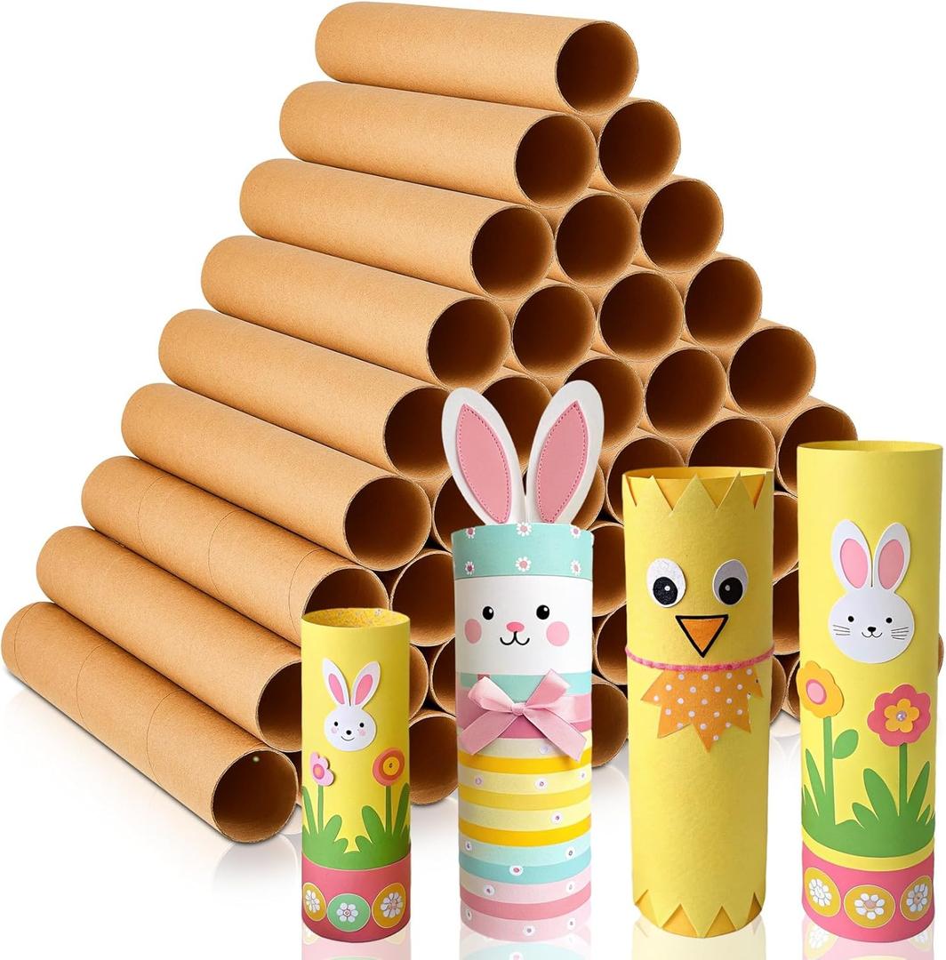 Henoyso 72 Pcs Cardboard Tubes for Crafts, Thick Toilet Paper Rolls Empty for Kids Classroom Projects End of School Year Crafts Mother's Day DIY Gift Supplies (1.77 x 10 Inch,Brown)