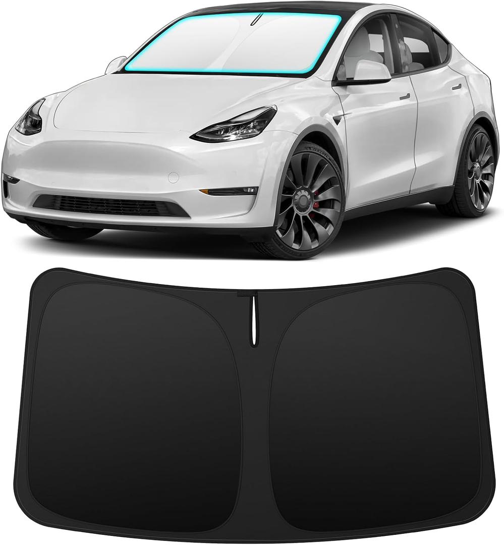 INSAUTO Custom Fit Windshield Sun Shade Accessories for Tesla Model Y Model 3 2016-2026, Foldable Front Window Sunshade, UV & Heat Reflector, Keeps Interior Cool, Includes Storage Bag