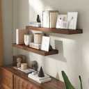 30 Inch Floating Shelves for Wall, 8 Inch Deep Floating Shelf for Storage & Display, Rustic Wall Mounted Shelf with Invisible Brackets for Living Room, Kitchen, Bathroom, Home Decor, Set of 2, Walnut
