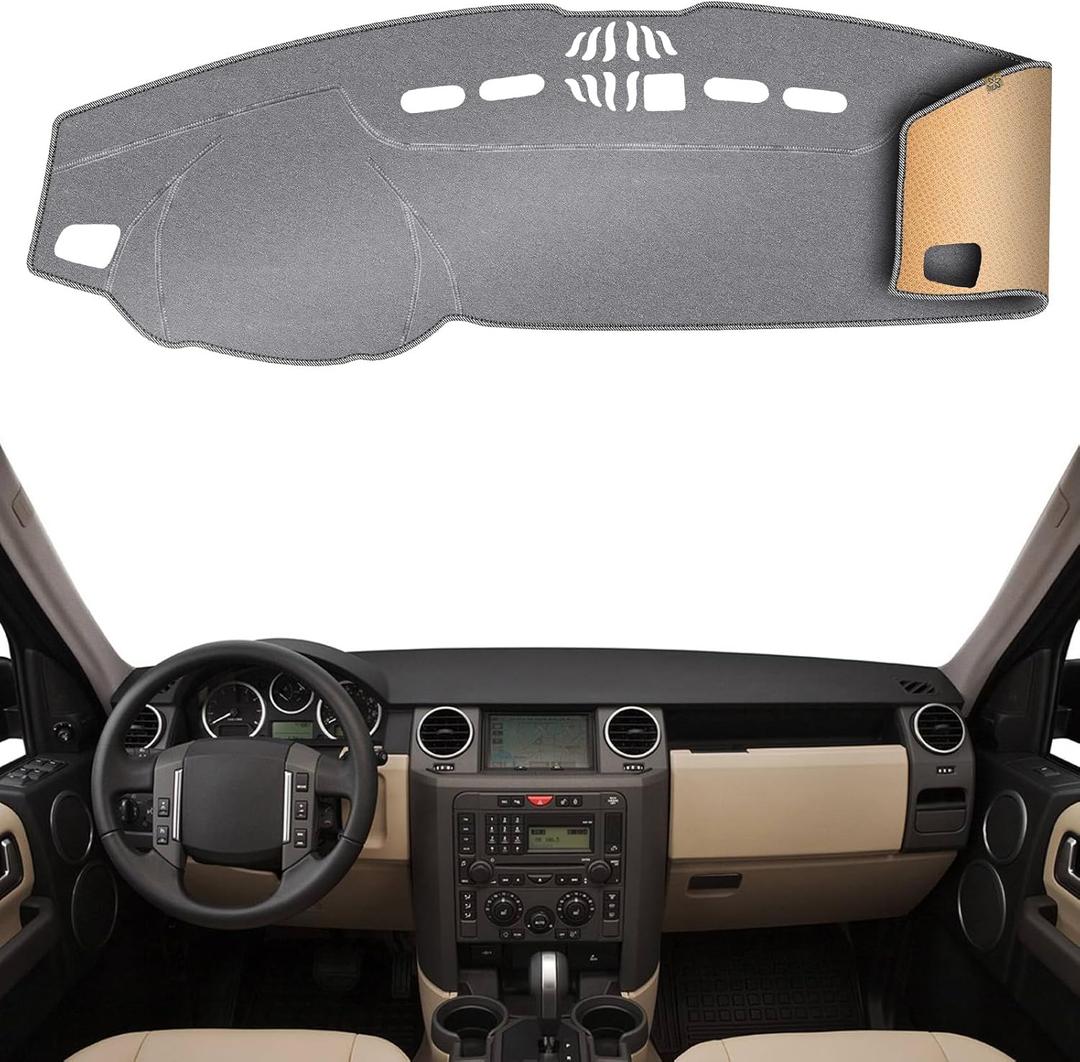 Dashboard Cover Dash Mat Fit for La-nd Rover 2009-2005 LR3,2016-2010 LR4,2013-2006 Range Rover Sport (Without HUD Models),Car Dash Board Mat Anti-Glare Carpet,Non-Slip Pad (Grey) (Gray)