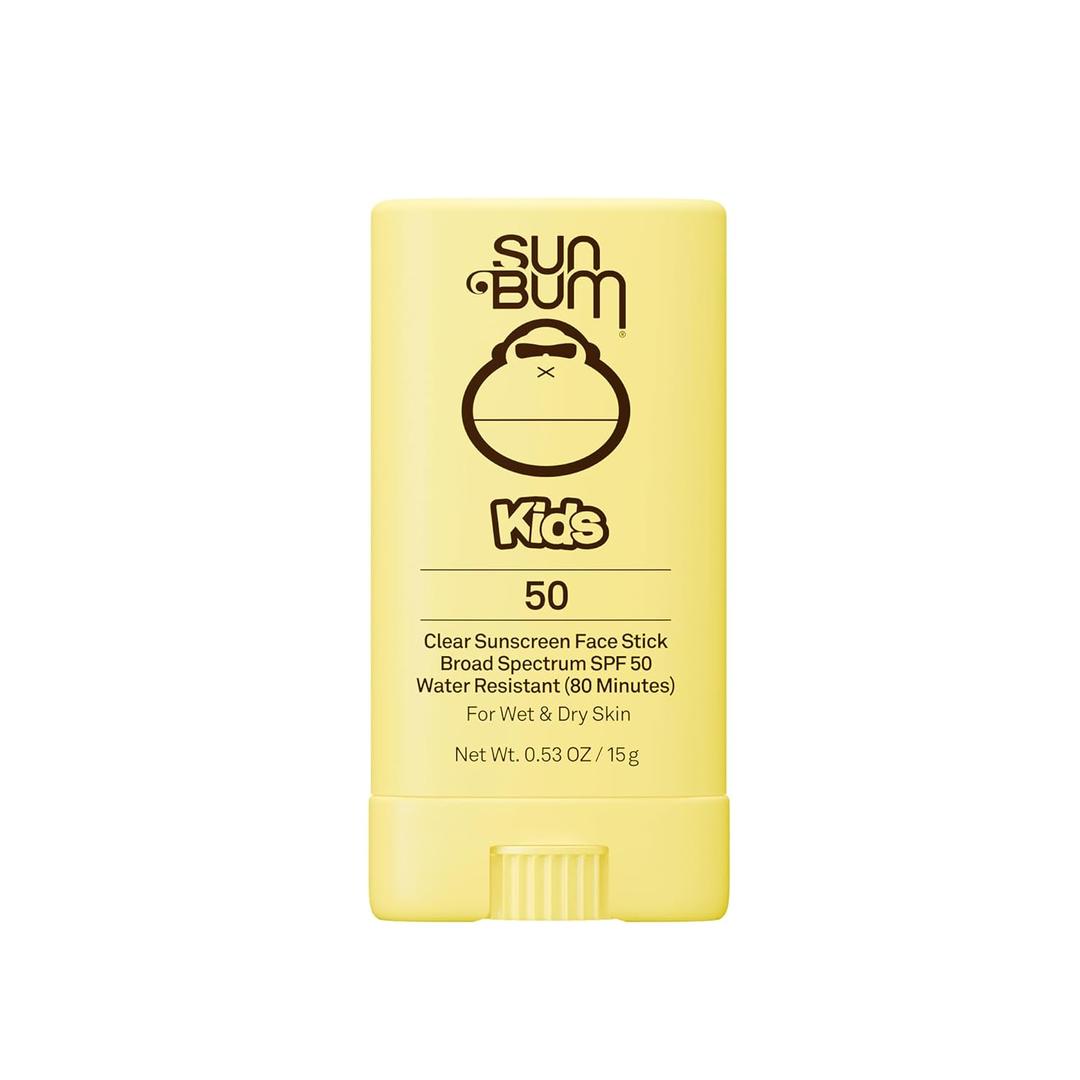 Sun Bum Kids SPF 50 Clear Face Stick Sunscreen - Wet or Dry Skin Application Broad Spectrum Sunscreen with Vitamin E - Hawaii Act 104 Compliant (Without Octinoxate & Oxybenzone) - Travel Size 0.53 oz