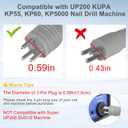 Nail Drill Handpiece for UP200 Machine, Compatible with KUPA KP55, KP60, KP5000, HoMove 35000RPM Professional Electric Nail File Handle Replacement 3 Pins, Low Noise and Comfortable (Only Handpiece)