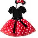 Nileafes Girls Princess Mini Mouse Costume Toddler Birthday Party Fancy Dress Up (5-6 Years, Red)