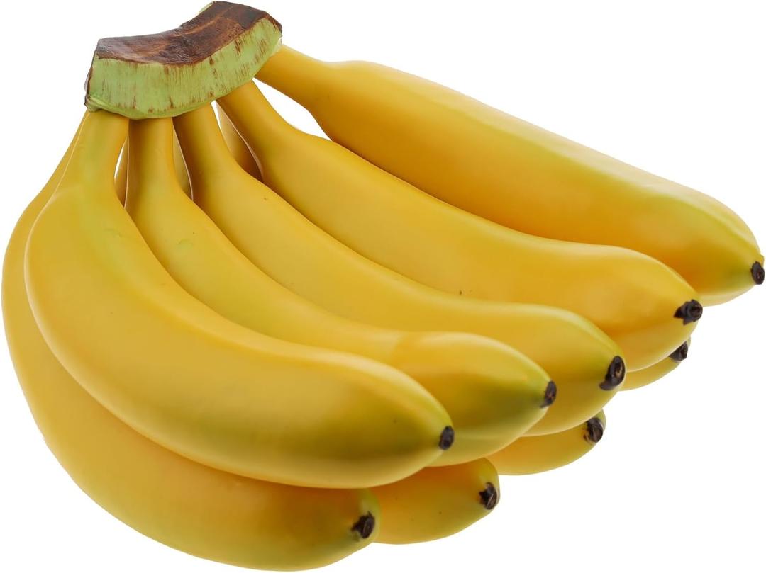 Woration Fake Artificial Banana Bunch Simulation Fruit Decorative Realistic Lifelike Food Model Display Photography Props Kitchen Wedding Home Party Decor - 9 Heads