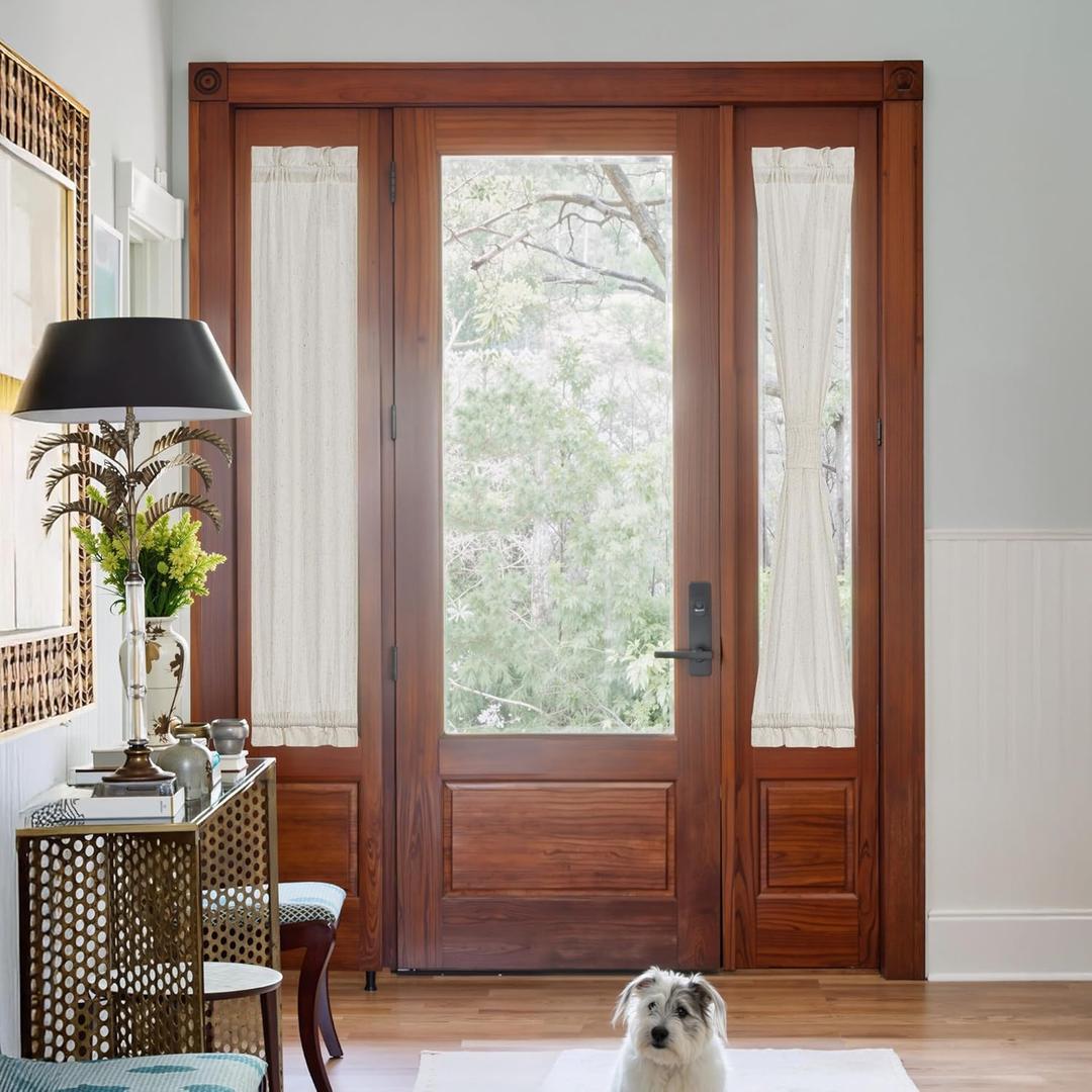 NICETOWN Cream Linen Sidelight Curtains for Front Door 72 inch Long, 12" W x 72" L, Light Filtering Narrow Window Treatments Panel for Patio/Glass, 1 Panel