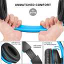 ZIHNIC Bluetooth Headphones Over-Ear, Foldable Wireless and Wired Stereo Headset Micro SD/TF, FM for Cell Phone,PC,Soft Earmuffs &Light Weight for Prolonged Wearing (Black/Blue)