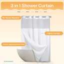 River Dream Heavyweight No Hooks Required Dotted Waffle Weave Shower Curtain with Snap in LinerBathroom Curtains Shower Set - 71W x 74H,Hotel Grade,Spa Like Bath Curtain,White