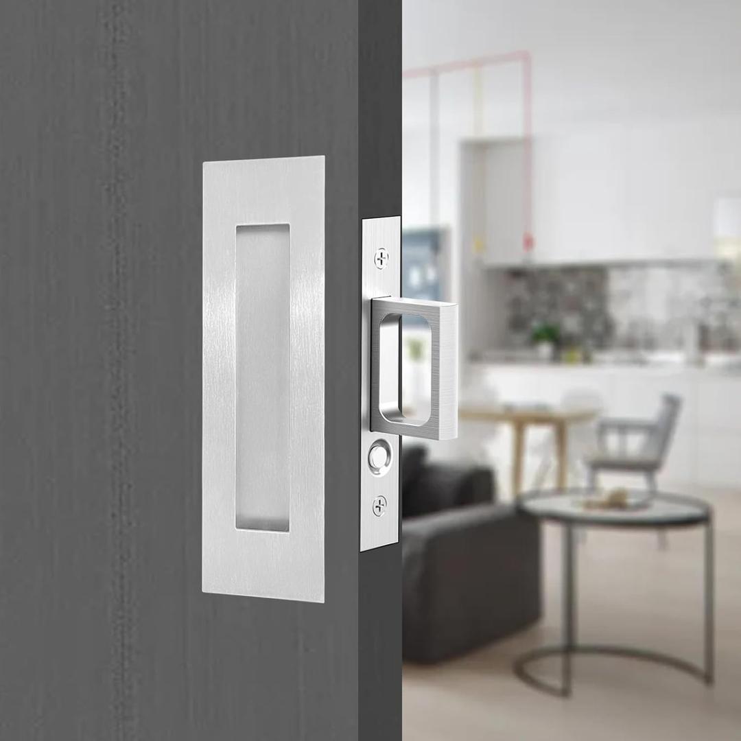 Recessed Finger Flush Pulls with Edge Pull - Suitable for Pocket Door,Closet Door,Sliding Doors, Barn Door Handle Hardware (Silver, 6inch)