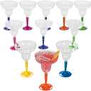 Fun Express Plastic Margarita Glasses Disposable 12 oz Bubble Stem 12 Pack - Mexican Fiesta Party Decorations & Cinco de Mayo Party Supplies | Taco Party Cups for Margarita Bar & Themed Celebrations