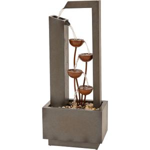 XBrand 38" Tall Metal Sculptural Flower Multi-Tier Freestanding Water Fountain for Indoor & Outdoor Use, Decorative Garden Patio Backyard Water Feature, Gray and Bronze