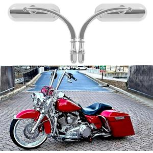 Chrome 8mm 10mm Motorcycle Oval Rearview Mirrors Compatible with Harley Road King Road Glide Softail Dyna Softail Sportster Touring Kawasaki Suzuki Chopper