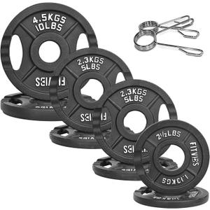 Fitvids Cast Iron 2-Inch Olympic Plate Weight Plate for Strength Training and Weightlifting, Multiple Sizes