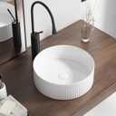 Round Vessel Sink 14 Inch Above Counter - White Ceramic Countertop Bathroom Sink, 14" x 14" Modern Vanity Art Basin Porcelain Hand Wash Basin, 14x14x4.7 inches