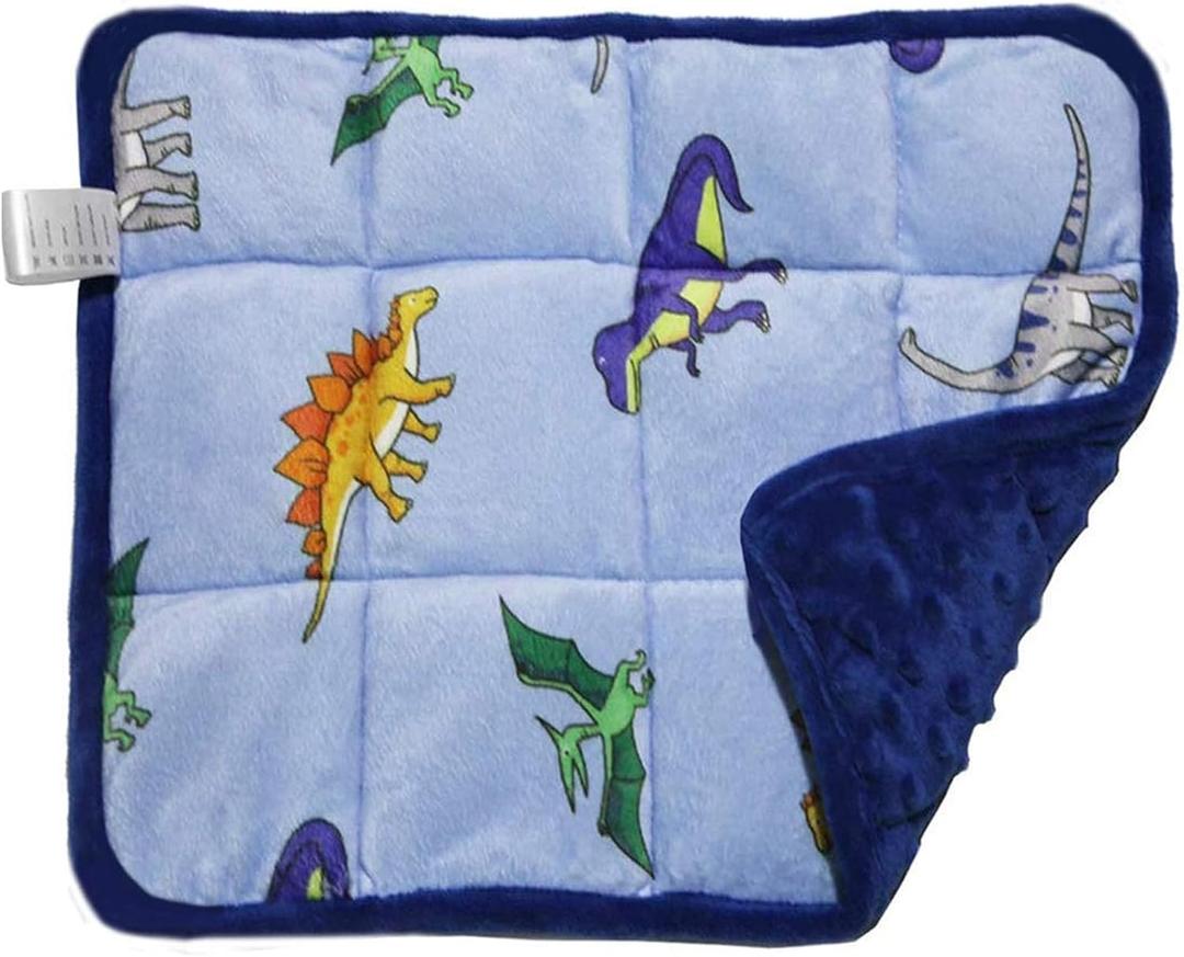 MAXTID Weighted Lap Pad for Kids 5 Pound Travel Size Mini Weighted Lap Blanket Blue Dinosaur 16"x22" for Kids Boys Sensory Gifts