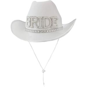 Cowboy Hat,for Women Bride Letter Cowgirl Hat Wide Brim Bridal Western Shinning White Fedora Hat for Photoshoot